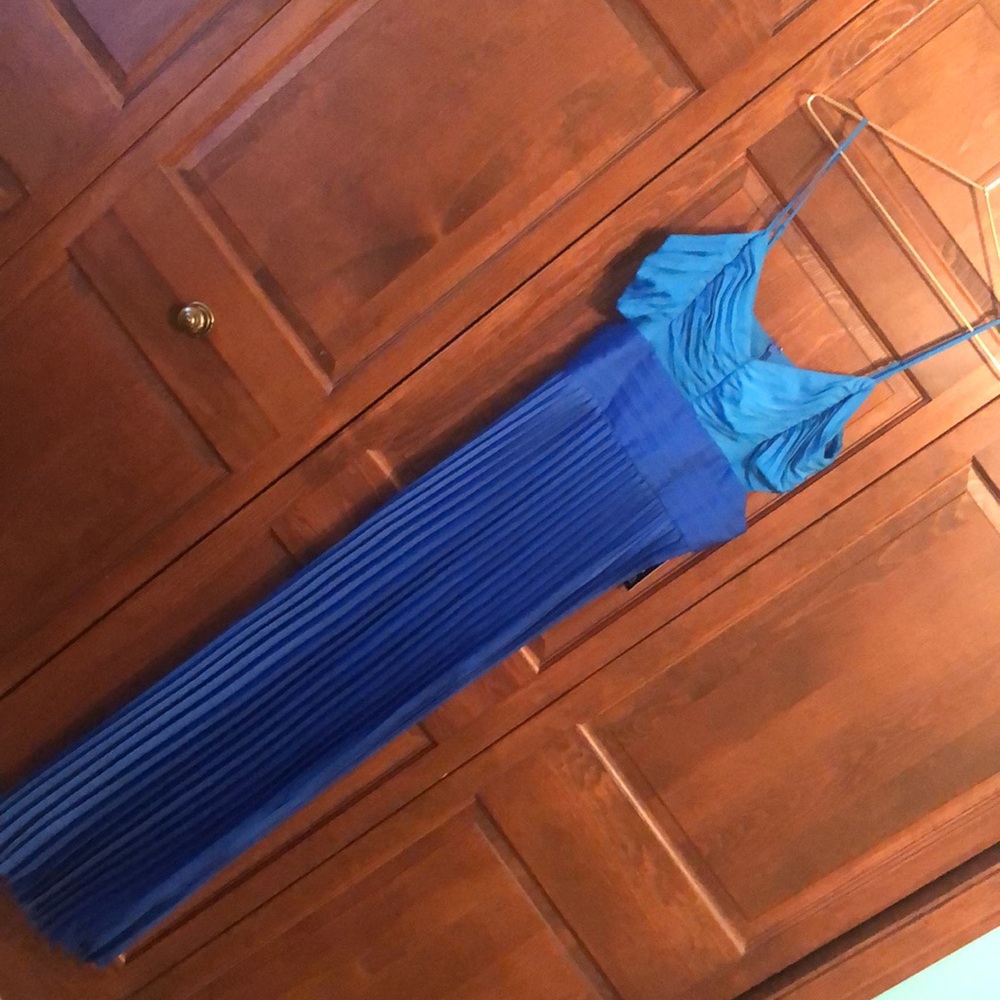 Express Blue Pleated Dress - Picture 2 of 5